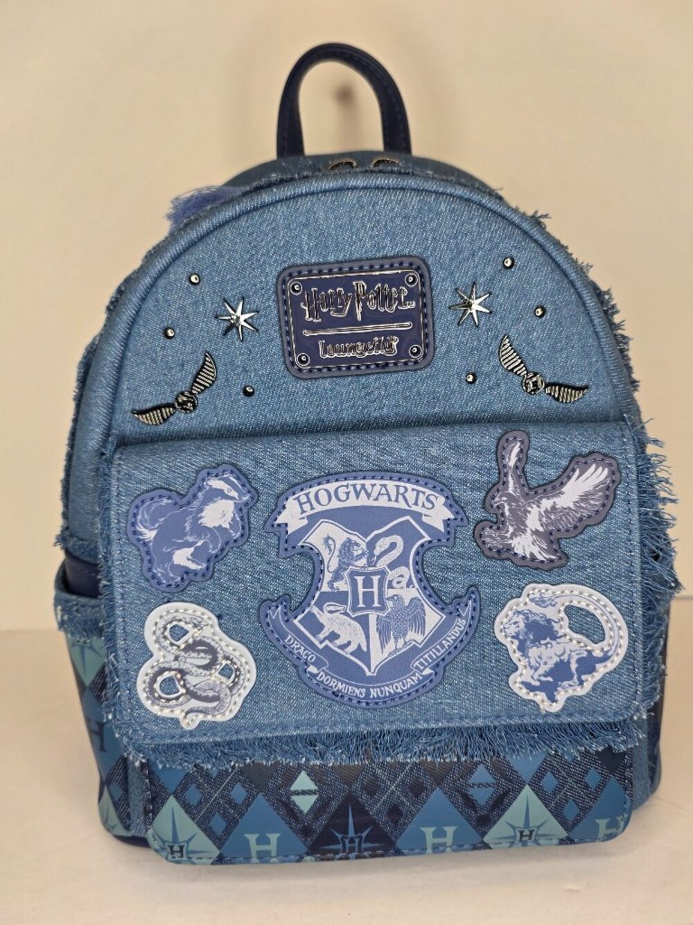 Loungefly Harry Potter Hogwarts Denim Mini Backpack NWT